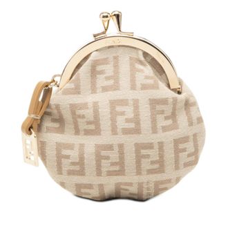 Fendi Pre-owned Fendi Zucchino Canvas Kiss Lock Coin Purse Ladies U4ZLX366RV303YTI