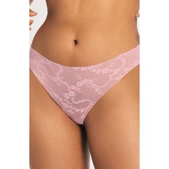 Savage x Fenty No-Show Lace Thong in Purple Zen at Nordstrom, Size X-Small
