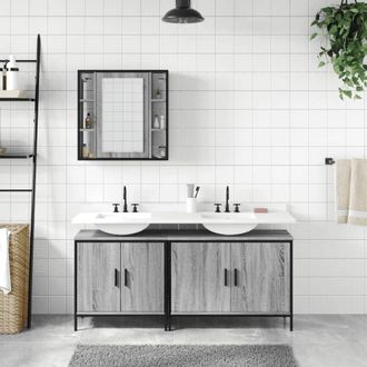 Berkfield Home Stylish 3 Piece Bathroom Cabinet Set Grey Sonoma Engineered Wood