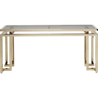 Kare Design Consola metal dorado y vidrio 160 x 45cm