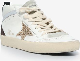Golden Goose Hohe Glattledersneakers mit Glitterstern Mid Star Classic