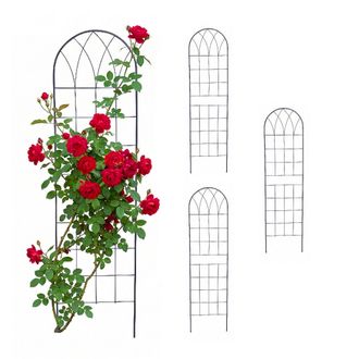 Relaxdays Relaxdays Enrejado Para Trepadoras, Set 4, 150 X 40 Cm, Acero, Soporte Para Rosales Y Enredaderas, Jard&iacute;n, Negro