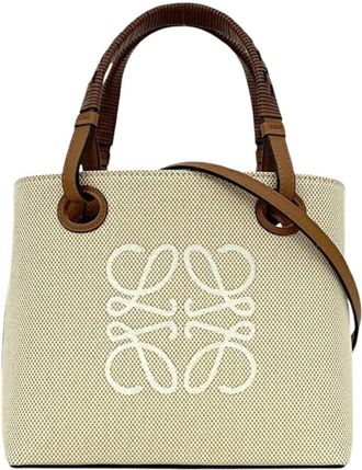 Loewe Beige Brown Canvas Leather Handbag Tote Bag (Pre-Owned)