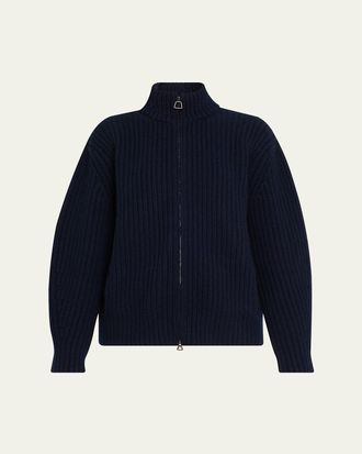 Akris Chunky Cashmere Knit Oversized Zip Cardigan