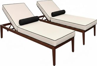 Oviala Conjunto de 2 tumbonas reclinables efecto madera color crudo y negro