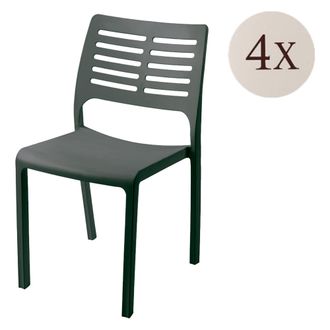 Dmora Silla De Exterior Canoe, 4 Sillas Apilables Made In Italy, Soporta 120 Kg, Negro Antracita