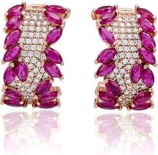 Suzy Levian Cubic Zirconia Huggie Hoop Earrings in Red at Nordstrom Rack