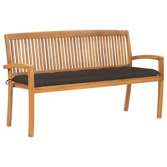vidaXL Vidaxl - Banco De Jard&iacute;n Apilable Con Coj&iacute;n Madera Maciza De Teca 159 Cm