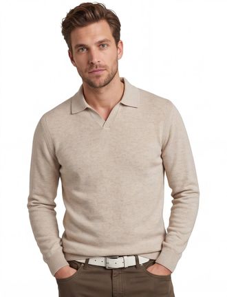 Profuomo polo lange mouw Profuomo beige