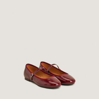 Jonak Leren ballerinas met platte hak