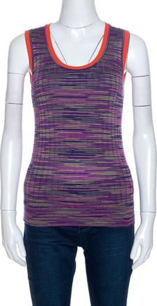 M Missoni Multicolor Knit Contrast Trim Sleeveless Tank Top