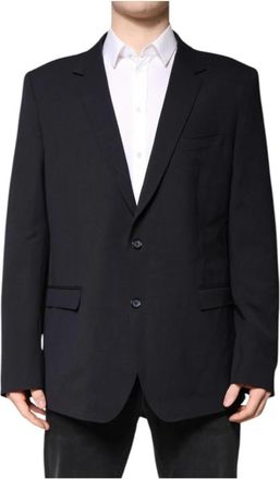 Dolce & Gabbana Donkerblauwe Wollen Blazer Twee-Knoopsluiting - Heren - Business blazers - Blauw - 3XL - Wol - Kostuums