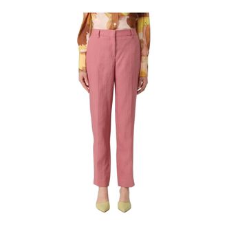 Paul Smith Straight Trousers, female, Pink, XS, Straight Leg Linen Trousers