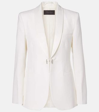Max Mara Satin-trimmed virgin wool gabardine blazer