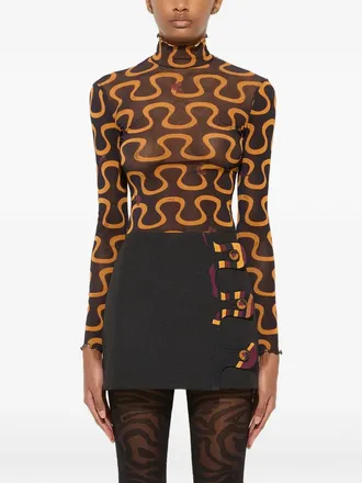 Pucci Onda Print High-neck Tulle Top