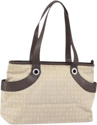 Bulgari Pre-owned Canvas Handtas - Dames - Vintage Handtas - Beige - ONE Size - Vintage