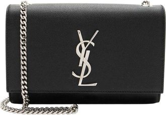 Saint Laurent Black Grain De Poudre Leather Monogram Kate Small Shoulder Bag (Authentic Pre-Loved)