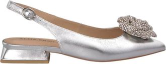 Alma En Pena Platte schoen met bloem - Dames - Ballerinas - Grijs - 38 EU - Leer - Schoenen