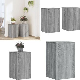 vidaXL Supporti per Piante 2 pz Grigio 30x30x50 cm in Multistrato - Supporti per vasi - Supporti per piante in legno