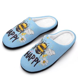 Generic Bee Flower Womens Slippers Warm House Slippers Indoor House Shoes with Anti-Skid Rubber Sole