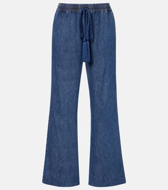 Valentino Cotton chambray wide-leg pants