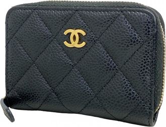 Chanel Black Grained Calfskin Coin Purse/Coin Case (Pre-Owned)