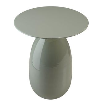 Macabane Mesita auxiliar redonda de 40 x 40 cm de metal esmaltado en verde agua