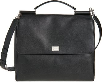 Dolce & Gabbana Sicily Alpina Leather Messenger Bag in 80999 Nero at Nordstrom