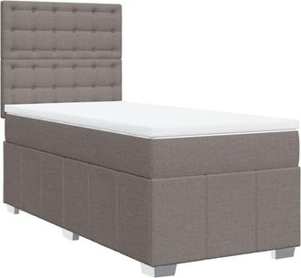 vidaXL Cama Box Spring Con Colch&oacute;n Tela Gris Taupe 80x200 Cm Vidaxl