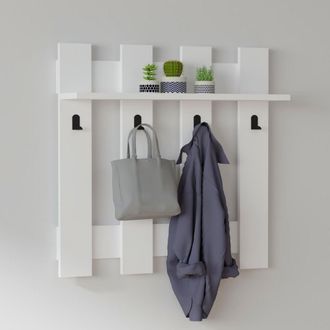 Dmora Perchero Serpico, 4 Ganchos, Montaje En Pared, 70h Cm Blanco