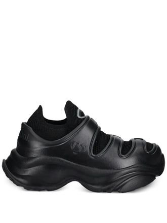 Desigual strap-detail knitted sneakers - women - Fabric/Polyurethane/Fabric/Polyethylene vinyl acetate (PEVA) - 40 - Black