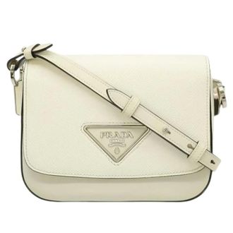 Prada Pre-owned Saffiano Clutch Bag - Dames - Pre-owned - Beige - Maat: ONE Size Leer