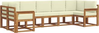vidaXL Conjunto De Sof&aacute;s De Exterior 7 Uds. Natural Y Crema Vidaxl