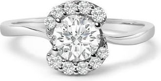 House of Brilliance Sterling Silver Lab Grown 1.0 Cttw Diamond Oval Shaped Halo Engagement Ring at Nordstrom, Size 7