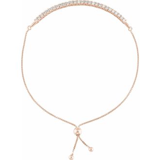 Diamond2Deal 14k Rose Gold 1 CTW Lab-Grown Diamond Bolo Bracelet 9.5