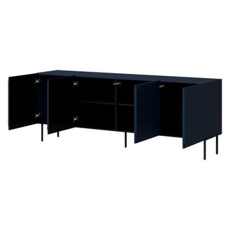 Dmora Aparador Canino, Alacena 2 Estantes, Puertas Batientes, 4 Puertas, 200x42x75h Cm Azul