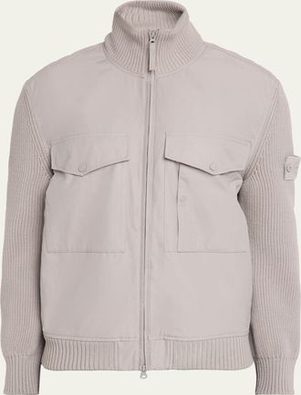 Stone Island Mens Wool and Cotton Hybrid Knit Blouson