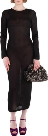 Versace Knit Slashed Back Transparent Midi Dress, Brand Size 38 ( US Size 2 )