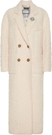Philipp Plein Boucle Double-Breasted Lange Jas - Dames - Mantel - Beige - M - Katoen - Jassen