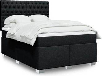 vidaXL Vidaxl - Cama Box Spring Con Colch&oacute;n Tela Negro 160x200 Cm