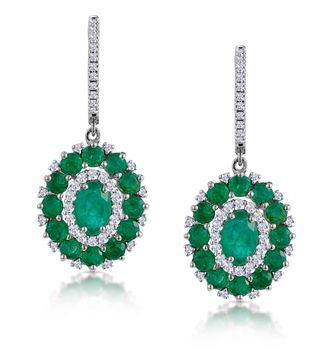 The Diamond Store 2.50ct Emerald Lab Diamond Drop Earrings in 9K White Gold - Asteria