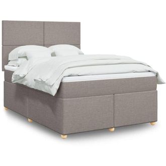 vidaXL Cama Box Spring Con Colch&oacute;n Tela Gris Taupe 140x200 Cm Vidaxl