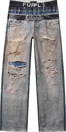Purple Trompe Loeil Boxer - Heren - Regular Fit Jeans - Blauw - W32 - Katoen - Jeans