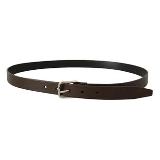 Dolce & Gabbana Brown Leather Belt with Silver Buckle