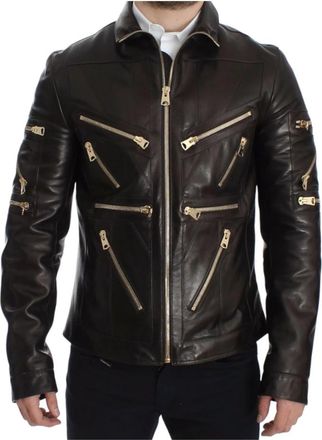 Dolce & Gabbana Leather Jassen - Heren - Leren en Su&egrave;de Jassen - Bruin - M - Jassen