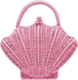 Nina Shelly Rattan Top Handle Bag in Petal Pink at Nordstrom