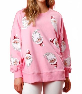 Peach Love California Sequin Santa Sweatshirt In Pink