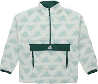 adidas Sport Performance Stay Warm Windproof Stand Collar polar fleece Pullover Jacket Green GM4441