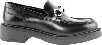 Marco Ferretti Zwarte Leren Loafer Accessoire - Dames - Loafers - Zwart - 40 EU - Schoenen