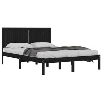 Berkfield Home Beautiful Bed Frame Black Solid Wood Pine 200x200 cm